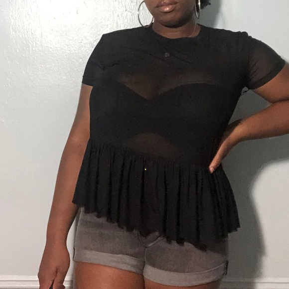 Cotton Candy Sheer Peplum Top Size M - Picture 3 of 8